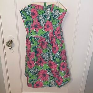 Pink and green strapless Lilly Pulitzer dress